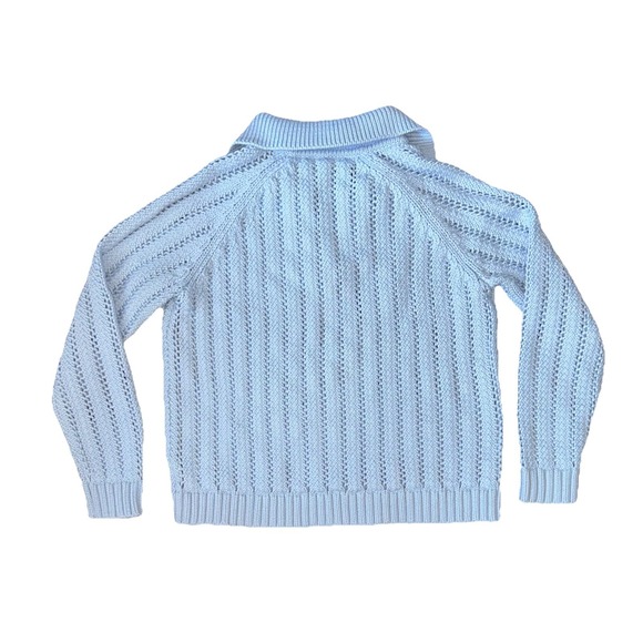 Haven Well Within Open Stitch Johnny Collar Sweater | Light Blue Size Small - Picture 3 of 7